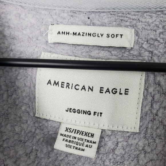 American Eagle Gray Purple Striped Crewneck Sweatshirt XS - Picture 4 of 7